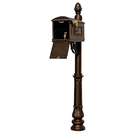 Qualarc Mailbox w/Locking Insert, ornate base, pineapple finial LMC-LKIT-703-BRZ